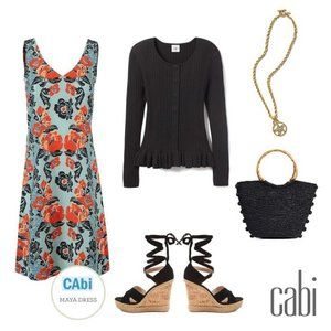 CABI Maya sleeveless v-neck dress w/ peekaboo back - SZ M